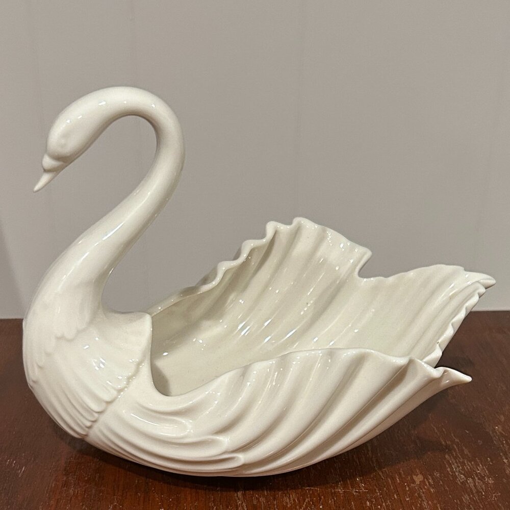 LARGE LENOX VINTAGE PORCELAIN SWAN trinket dish